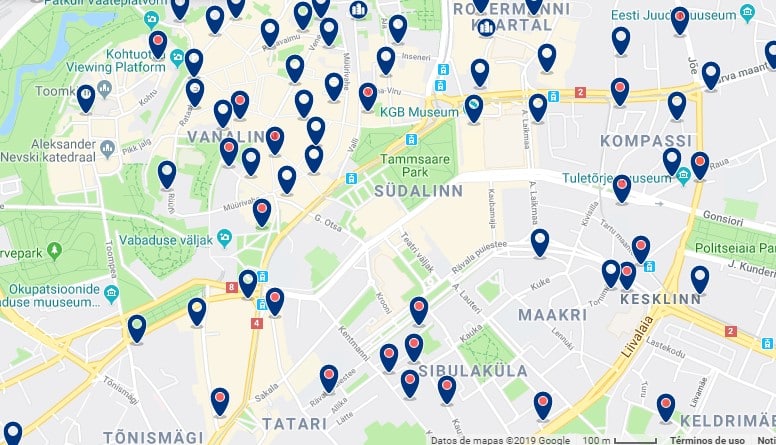 Accommodation in Tallinn City Centre - Click on the map to see all available accommodation in this area