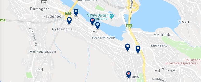Accommodation in Årstad - Click to see all available accommodation on a map
