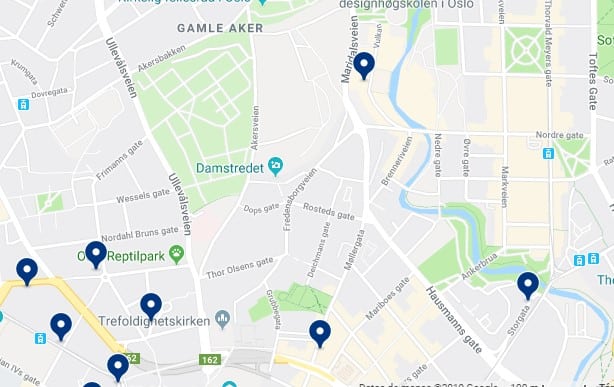 Accommodation in Grünerløkka - Click on the map to see all available accommodation in this area