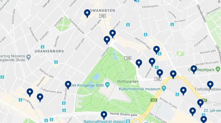 Accommodation in Majorstuen - Click on the map to see all available accommodation in this area