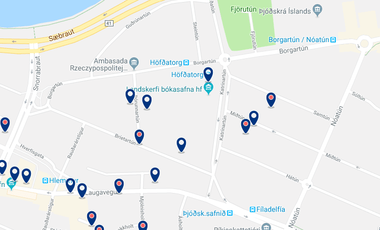 Accommodation in East Reykjavik – Click on the map to see all available accommodation in this area
