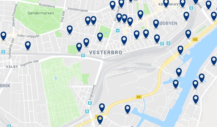 Accommodation in Vesterbro - Click on the map to see all available accommodation in this area
