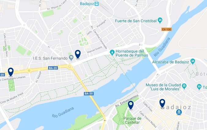 Alojamiento en el Centro de Badajoz - Haz clic para ver todos el alojamiento disponible en esta zona
