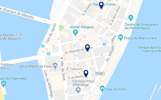 Accommodation in Recife City Center – Click on the map to see all available accommodation in this area