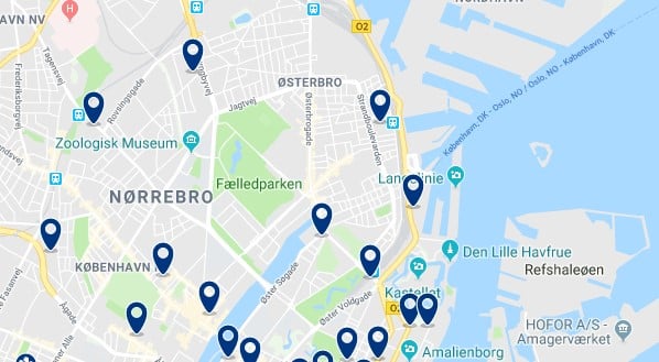 Accommodation in Østerbro - Click on the map to see all available accommodation in this area
