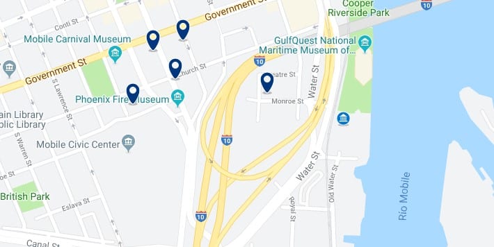 Accommodation near Mobile Cruise Terminal - Click on the map to see all available accommodation in this area