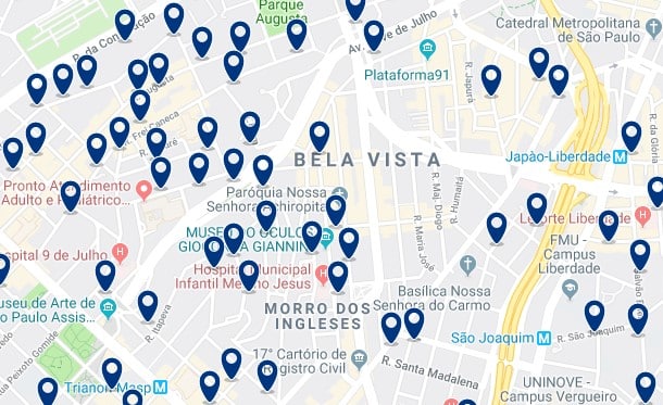 Alojamiento en Bela Vista - Clica sobre el mapa para ver todo el alojamiento en esta zona