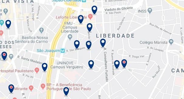 Alojamiento en Liberdade - Clica sobre el mapa para ver todo el alojamiento en esta zona
