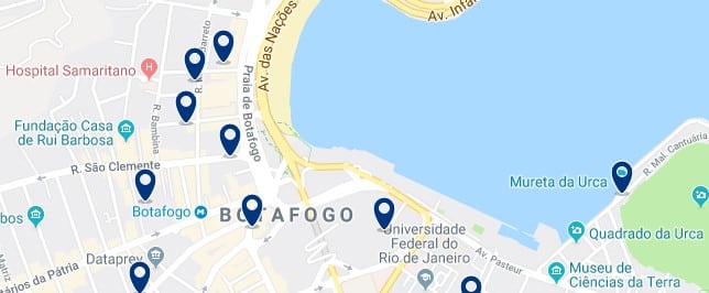 Alojamiento en Botafogo - Clica sobre el mapa para ver todo el alojamiento en esta zona