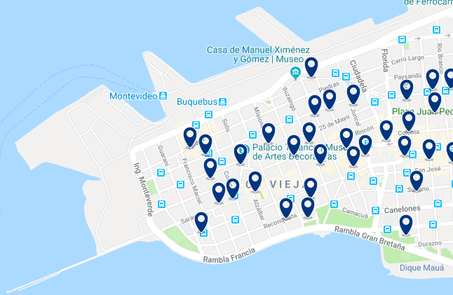 Accommodation in Ciudad Vieja – Click on the map to see all available accommodation in this area