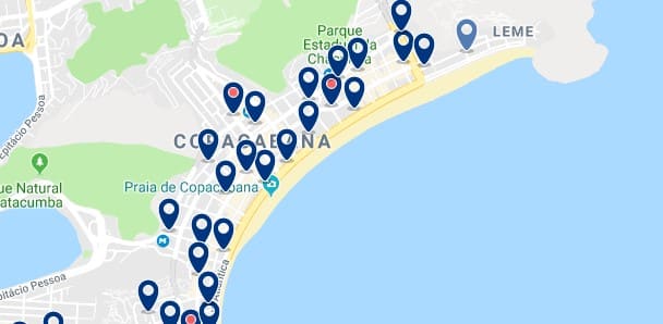 Alojamiento en Copacabana - Clica sobre el mapa para ver todo el alojamiento en esta zona