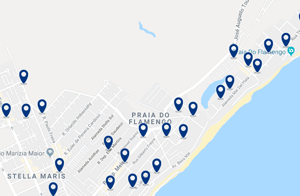 Accommodation in Flamengo – Click on the map to see all available accommodation in this area