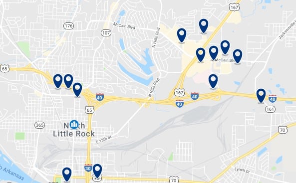 Accommodation in North Little Rock - Click on the map to see all available accommodation in this area