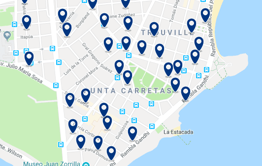 Accommodation in Punta Carretas – Click on the map to see all available accommodation in this area