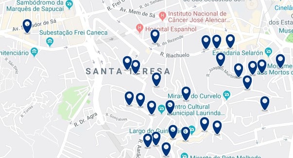 Alojamiento en Santa Teresa - Clica sobre el mapa para ver todo el alojamiento en esta zona