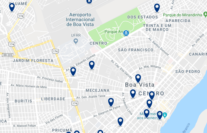 Accommodation in Boa Vista City Center – Click on the map to see all accommodation in this area