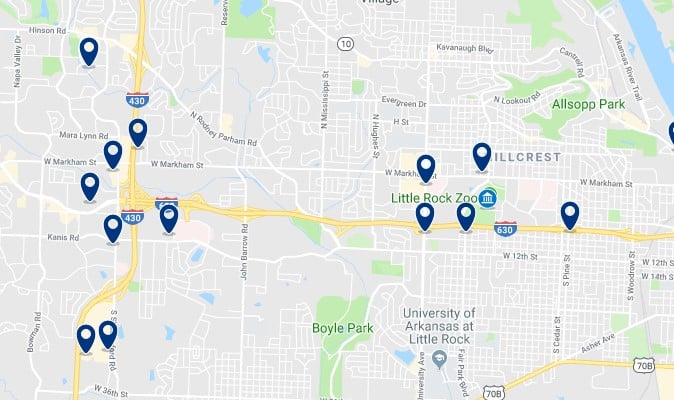 Accommodation in West Little Rock - Click on the map to see all available accommodation in this area