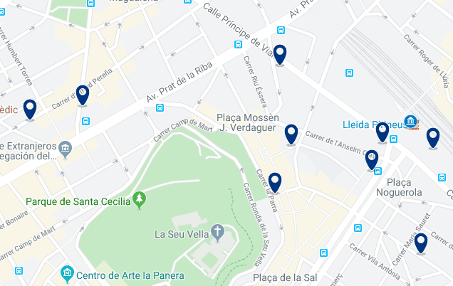 Accommodation close to Lleida Pirineus Station - Click on the map to see all the available accommodation in this area