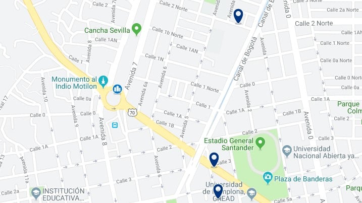 Accommodation near Cúcuta's bus terminal - Click on the map to see all available accommodation in this area