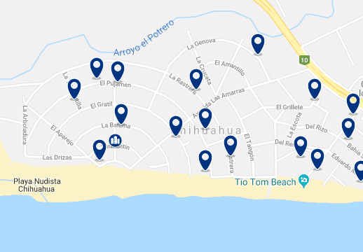 Accommodation in Chihuaha – Click on the map to see all available accommodation in this area