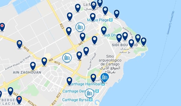 Alojamiento en Cartago - Clica sobre el mapa para ver todo el alojamiento en esta zona