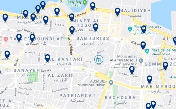 Alojamiento en Downtown Beirut - Clica sobre el mapa para ver todo el alojamiento en esta zona