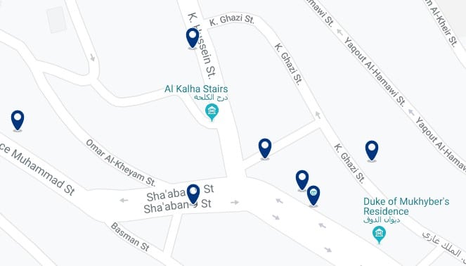 Alojamiento cerca de la Mezquita del Rey Abdullah - Clica sobre el mapa para ver todo el alojamiento en esta zona