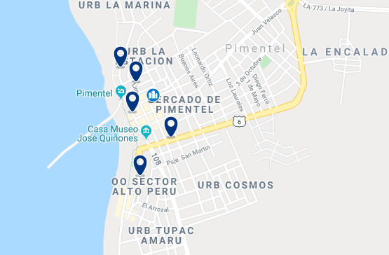 Accommodation in Pimentel - Click on the map to see all accommodation in this area