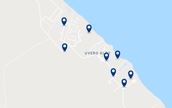 Accommodation in Uvero Alto - Click on the map to see all available accommodation in this area