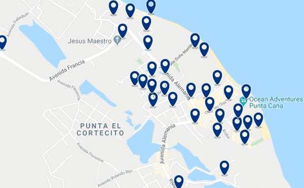 Accommodation in Cortecito - Click on the map to see all available accommodation in this area
