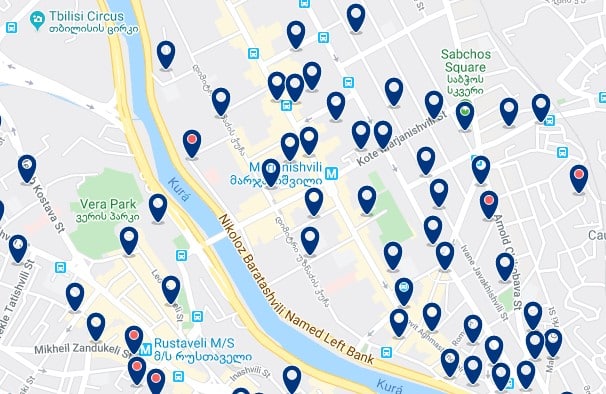 Alojamiento en Chugureti - Clica sobre el mapa para ver todo el alojamiento en esta zona