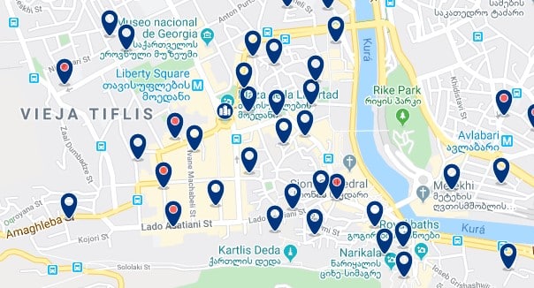 Alojamiento en Old Tbilisi - Clica sobre el mapa para ver todo el alojamiento en esta zona