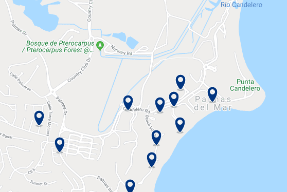Accommodation in Palmas del Mar - Click on the map to see all available accommodation in this area