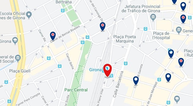 Alojamiento cerca de la estación de AVE de Girona - Clica sobre el mapa para ver todo el alojamiento en esta zona