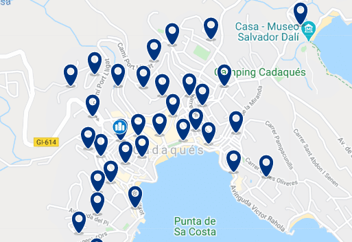 Accommodation in Cadaqués Poble - Click on the map to see all the accommodation in this area