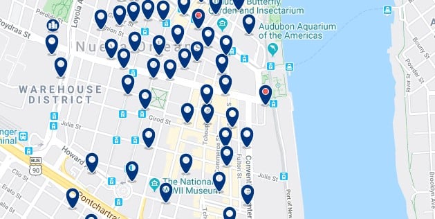 Alojamiento en Warehouse District - Clica sobre el mapa para ver todo el alojamiento en esta zona