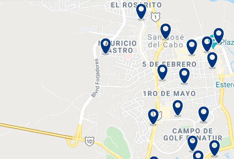 Accommodation in San José del Cabo - Click on the map to see all accommodation in this area