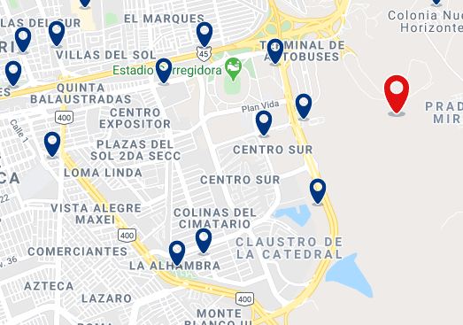 Alojamiento en el Centro-Sur y cerca del Centro de Congresos de Querétaro - Haz clic para ver todo el alojamiento disponible en esta zona
