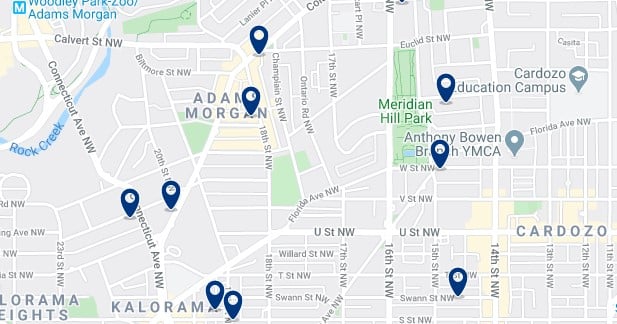 Alojamiento en Adams Morgan - Clica sobre el mapa para ver todo el alojamiento en esta zona