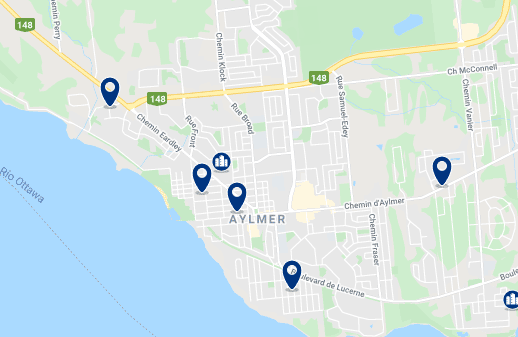 Accommodation in Aylmer - Click on the map to see all available accommodation in this area