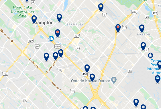 Accommodation in Brampton City Centre - Click on the map to see all available accommodation in this area