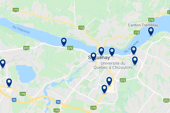 Accommodation in Chicoutimi - Click on the map to see all available accommodation in this area