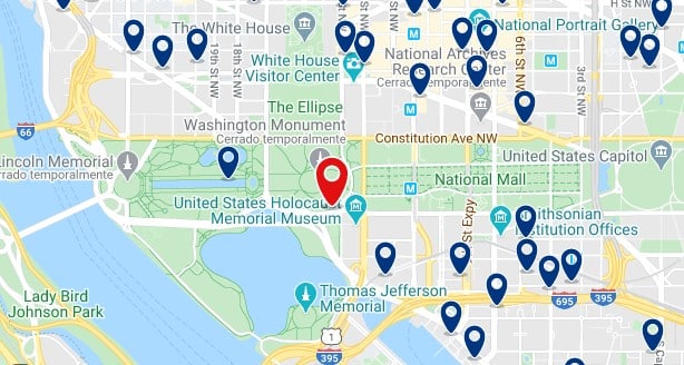 Accommodation in Downtown Washington - Click on the map to see all available accommodation in this area