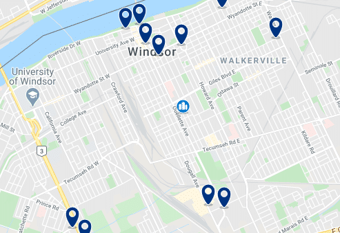 Accommodation in Downtown Windsor - Click on the map to see all accommodation in this area