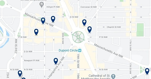 Alojamiento en Dupont Circle - Clica sobre el mapa para ver todo el alojamiento en esta zona