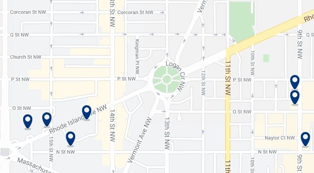 Alojamiento en Logan Circle - Clica sobre el mapa para ver todo el alojamiento en esta zona