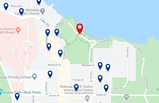 Accommodation in Rotorua Lakefront - Click on the map to see all available accommodation in this area