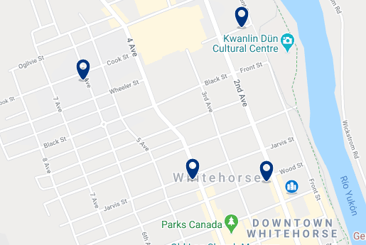 Accommodation in Whitehorse City Centre - Click on the map to see all accommodation in this area