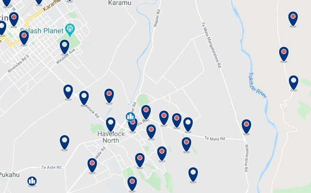 Accommodation in Havelock North - Click on the map to see all available accommodation in this area