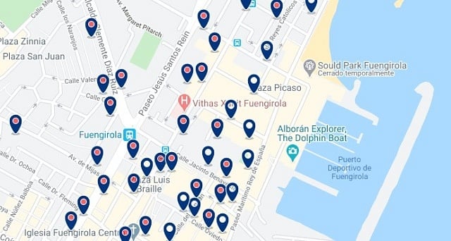 Accommodation in Fuengirola City Centre - Click on the map to see all available accommodation in this area